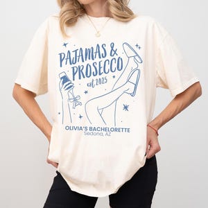 Pajamas and Prosecco Shirt Custom Pjs and Prosecco Party Tee Matching Girls Night In Tshirt Slumber Party Bridesmaid Gift Cozy Bridal Shower