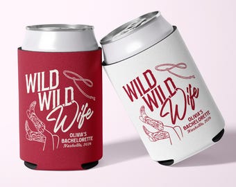 Wild Wild Wife Bachelorette Party Can Cooler Slim Wild Bach Can Sleeve Country Western Bachelorette Drink Sleeve Wild Wifey Gift Bag Filler