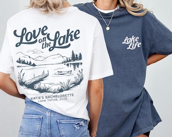 Love On The Lake Bachelorette Shirt Matching Lake Bridal Party Tee Personalized Bridesmaid Gift Lake Camping Bridal Shower Tshirt Lake Wife