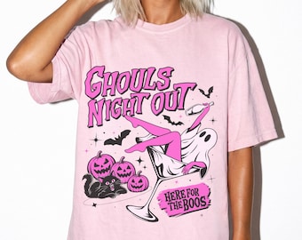Vintage Halloween Party Shirt Ghost Graphic T-Shirt Comfort Colors Ghouls Night Tee Retro Halloween Woman Shirt Spooky Season Gift For Her