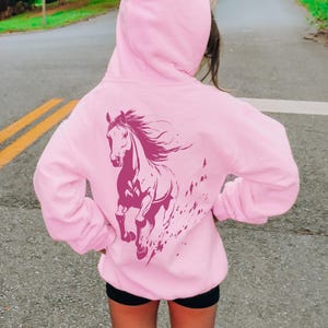 Sweat à Capuche Enfant Imprimé Cheval – Manches Longues En Polyester Doux – Cadeau Noël Ou Anniversaire