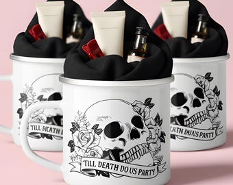 Halloween Bachelorette Party Favor Bride Or Die Bridal Shower Gift Gothic Wedding Guest Gift for Witchy Bride Mug Til Death Do Us Party Bach