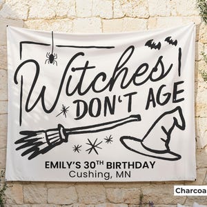 Halloween Birthday Party Sign Large Photo Backdrop Witchy Birthday Decor for Adult Wizard and Witches Party Idea for Witchy Party Banner