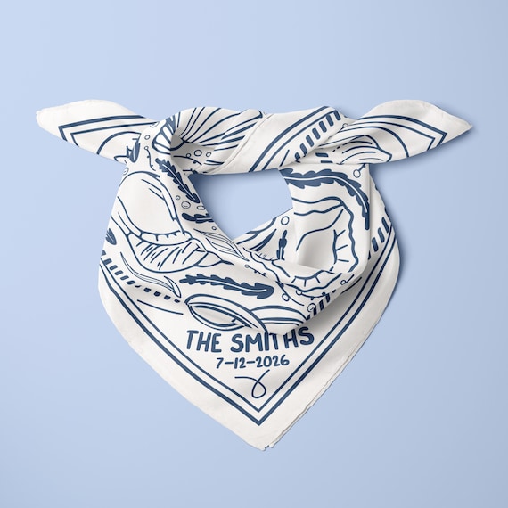 Persoanlized Beach Wedding Favor Seashells & Wedding Bells Bachelorette Bandana Customized Bridesmaid Gift For Coastal Wedding Handkerchief