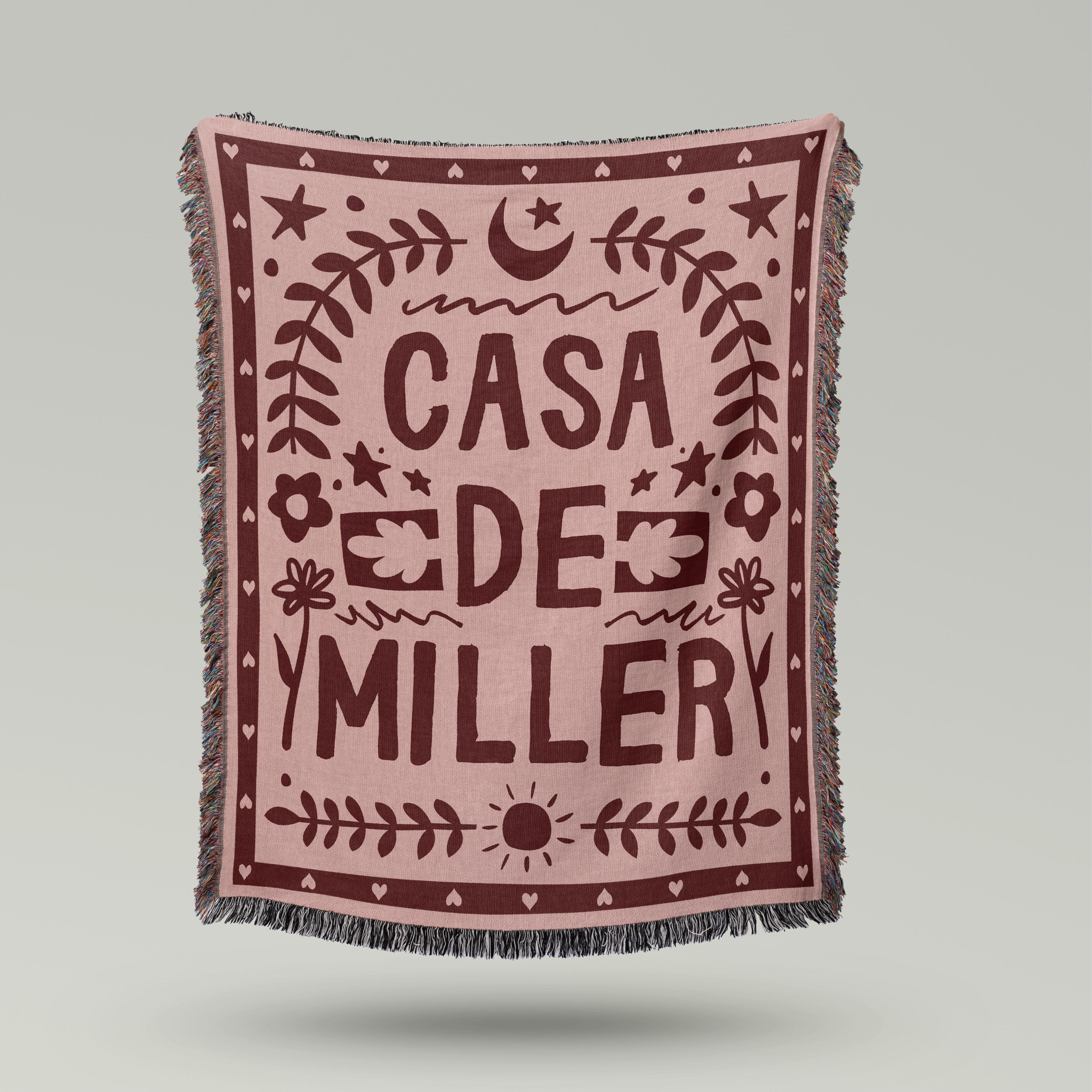 Custom Family Name Blanket Woven Throw with Last Name Wedding Gift For Couple New Home Present Newlywed Keepsake Personalized Cotton Blanket