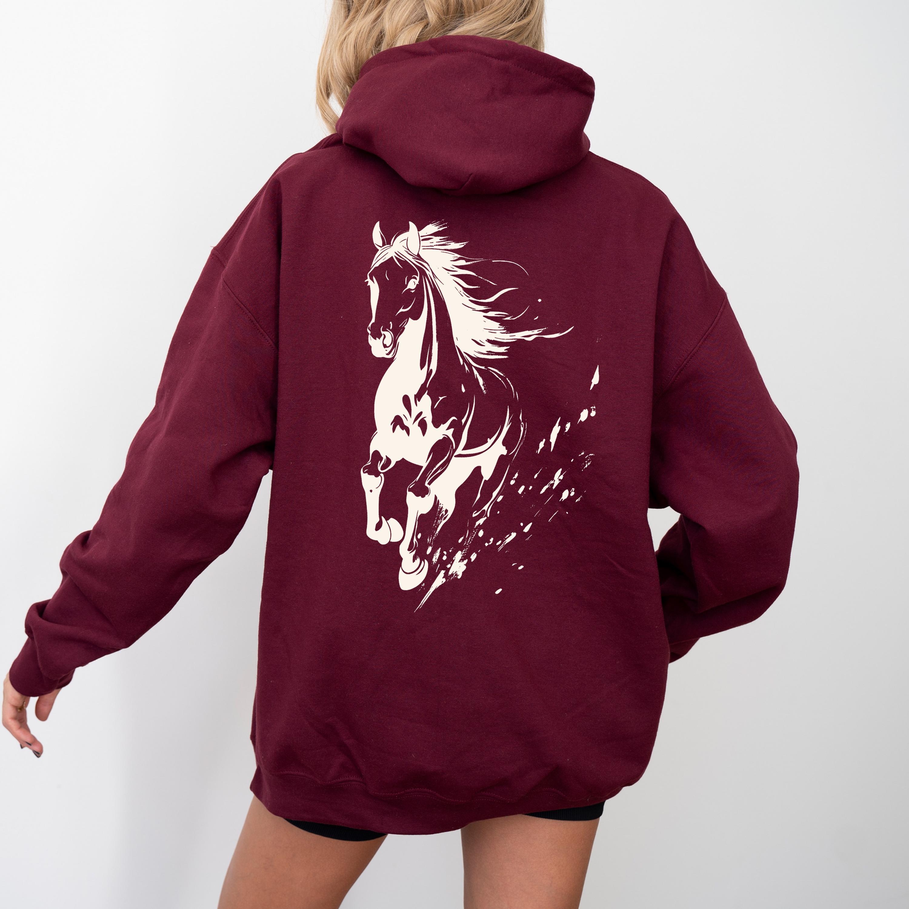 Sweat à Capuche Cheval Pour Filles Et Femmes - Design Cavalière Et Amoureuse Des Chevaux - Coupe Classique