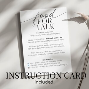 Printable book discussion game with fun and thought-provoking questions to keep your book night lively. Designed for reading groups, bookish parties, and book nerd socials.