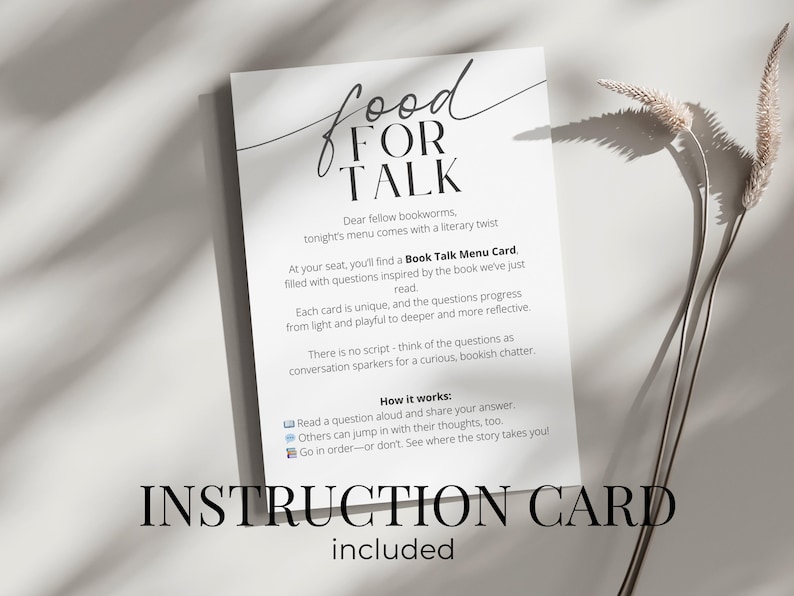 Printable book discussion game with fun and thought-provoking questions to keep your book night lively. Designed for reading groups, bookish parties, and book nerd socials.
