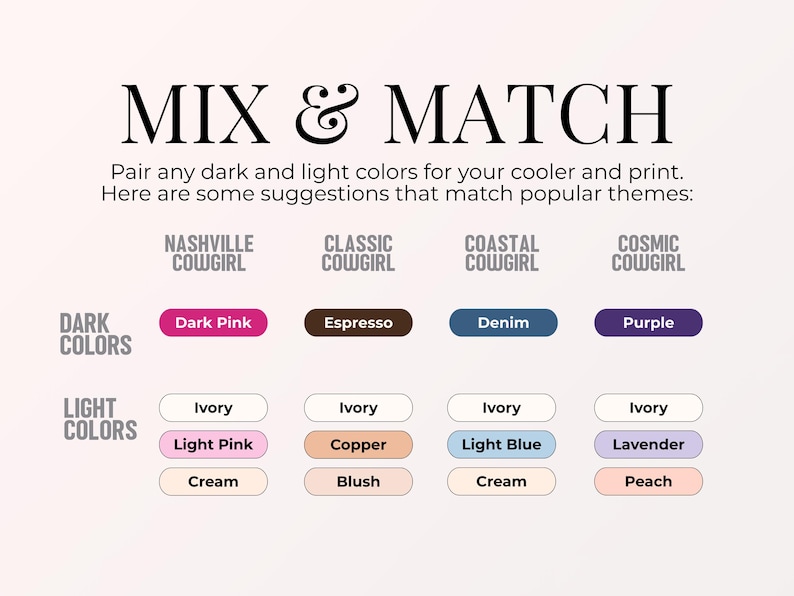 Popular Cowgirl Party Theme Ideas and matching color suggestions for a Last Rodeo Bachelorette Party Favor, ideal for Western Bachelorette or Nashville Bridal Showers