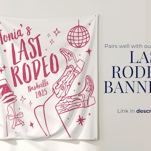 Last Rodeo Bachelorette Party Decor with a pink disco cowgirl theme, ideal for Last Hoedown Bachelorette Parties, Cowgirl Bridal Showers or Nashville Girls Trip decor
