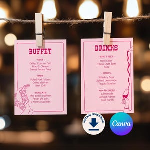 Cowgirl Party Drink Menu Western Party Food Menu Editable Cowgirl Themed Bar Sign Last Rodeo Menu Card Pink Disco Cowgirl Wine Menu Birthday