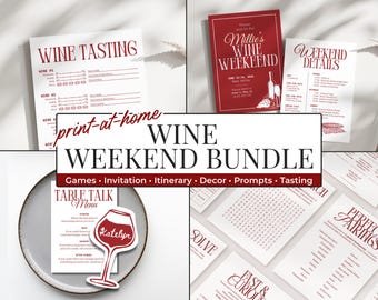 Printable Wine Party Bundle Winery Bachelorette Game Bundle Wine Weekend Activity Wine Tasting Scorecard To Print At Home Bridal Shower Game