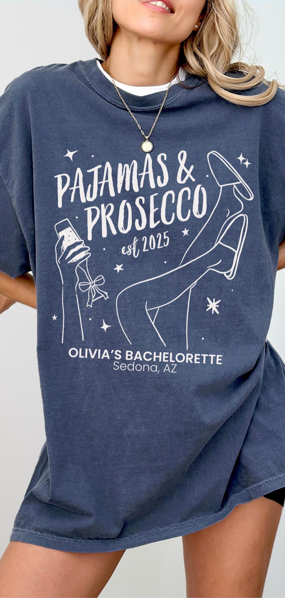 Pajamas and Prosecco Shirt Custom Pjs and Prosecco Party Tee Matching ...
