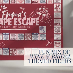Wine-themed game for bridal shower guests to enjoy while sipping their favorite vino and celebrating the upcoming wedding.