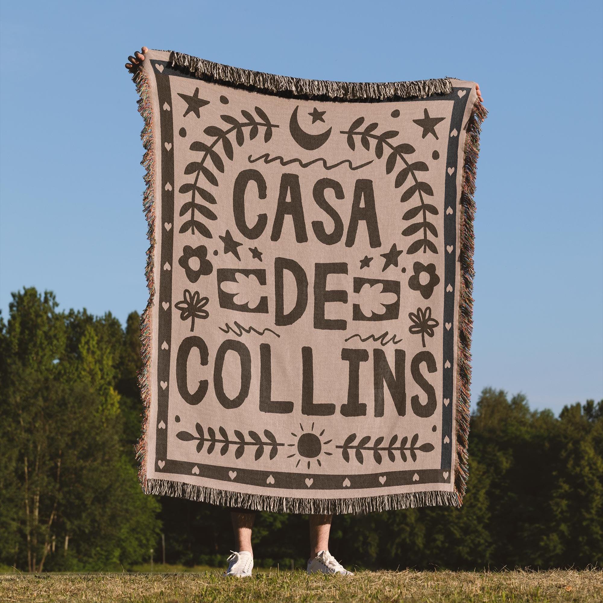 Custom Family Name Blanket Woven Throw with Last Name Wedding Gift For Couple New Home Present Newlywed Keepsake Personalized Cotton Blanket