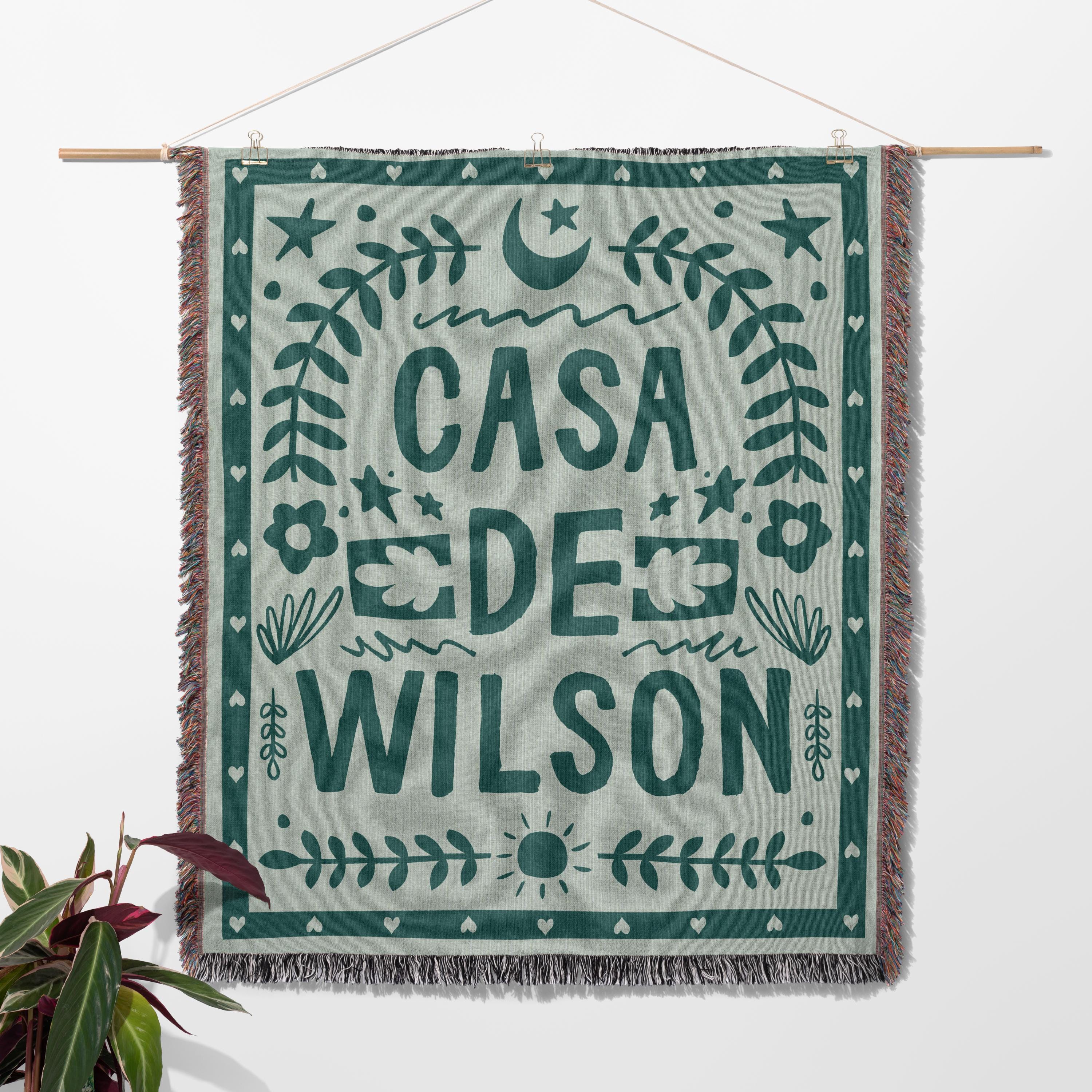 Custom Family Name Blanket Woven Throw with Last Name Wedding Gift For Couple New Home Present Newlywed Keepsake Personalized Cotton Blanket