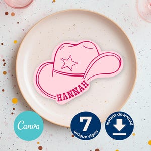 Cartão de lugar para festa de cowgirl, decoração de mesa Nash Bash, decoração de festa Wild West, cartões de mesa rosa para decoração de festa Dirty Thirty, placa de identificação Nash Bash