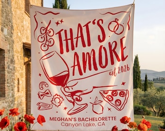 Das ist Amore Bachelorette Banner Italien Themed Paar Dusche Dekor Personalisierte Italienisch Willkommen Zeichen Amore Verlobungsfeier Foto Hintergrund