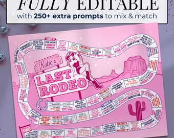 Last Rodeo Board Game Disco Cowgirl Bach Party Drinking Game Nashville Bachelorette Activity For Mixed Group Bridal Bridal Party Icebreaker