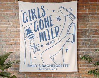 Girls Gone Mild Bachelorette Banner Personalized Bach Weekend Sign Hanging Wall Decor Spa Bridal Shower Photo Backdrop Girls Sleepover Decor