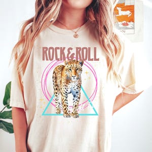 Preppy comfort colors leopard cheetah graphic tee, womens tshirt, distressed tee, born wild tshirt, rock n roll distressed tshirt
