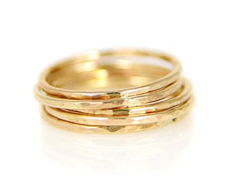 Gold Hammered Stacking Ring