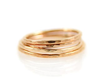 Rose Gold Hammered Stacking Ring