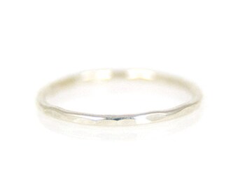 Silver Hammered Stacking Ring