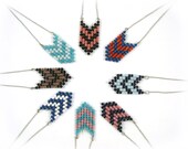 Chevron Beaded Pattern Necklace in Blues