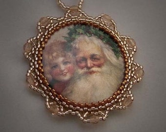 Saint Nick Beadwoven Porcelain Cabochon Necklace