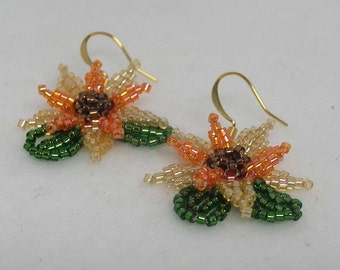 SALE Beadwoven Multicolored Sunflower Earrings