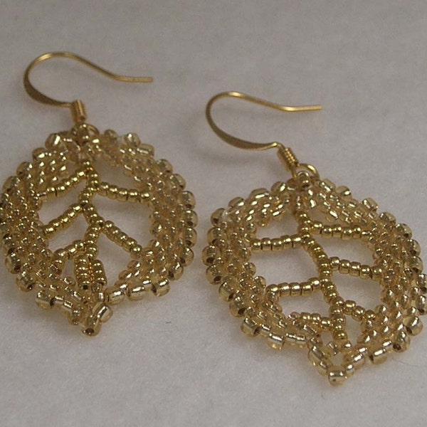 Beadwoven Golden Leaf Earrings