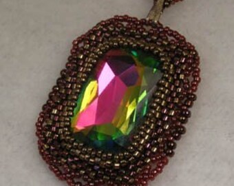 Beadwoven Swarovski Vintage Medium Vitrial Faceted Rhinestone Necklace