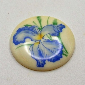 Vintage Acrylic Cabochon with Blue Iris image 1