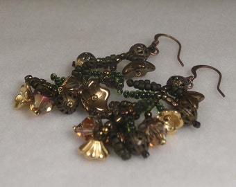 SALE Beadwoven Floral Autumn Earrings