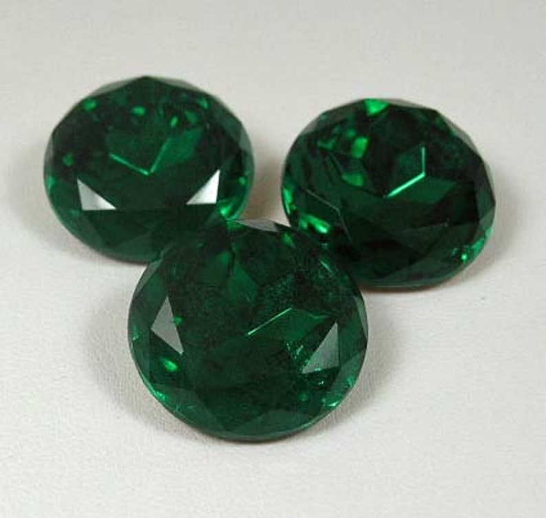 Vintage Jonquil Round Faceted Glass Stones 20mm image 1