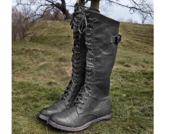 Larp Stiefel, Schnürstiefel, kniehohe Stiefel, Renaissance Stiefel, Piraten Stiefel, Mittelalter Stiefel, Wikinger Stiefel, Retro Stiefel