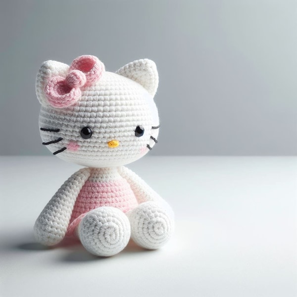 Häkelanleitung für Kawaii-Kuscheltiere, Plüschtiere, Kätzchen, Katzen, Plüschtiere für Kinder, Kattun