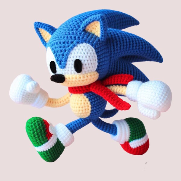 Super hedgehog keychain video game plush decorations amigurumi easy to follow crochet pattern