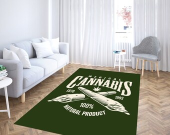 Cannabis-Monochrom-Emblem-Teppich, Unkrautteppich, Unkraut-Teppich, Wohndekoration, moderner Teppich, Wohnzimmerteppich, Gaming-Zimmerteppich, Geschenk