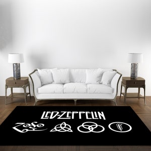 Led Zeppelin Rug, Home Decor, Designer Rug, Modern Rug, Living Room Rug, Rock Band, Gaming Room, Special Gift for Music Lovers, Music Room