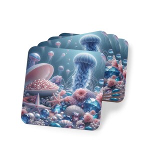 Coasters | Square/Round | 4 pieces | Gems of the Sea | Clam 2
