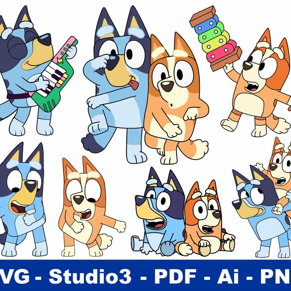 Bluey SVG, Bluey and Bingo SVG. Digital File Svg, PNG, Pdf, Ai - Instant Download