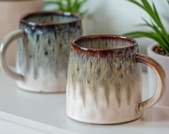 Large Reactive Glaze Mugs (2 Shades), Tea Coffee Mug, Scandi Design Kitchen Drinkware, Glazed Mug, Office gifts