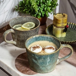 Large Reactive Glaze Mugs (2 Shades), Tea Coffee Mug, Scandi Design Kitchen Drinkware, Glazed Mug, Office gifts
