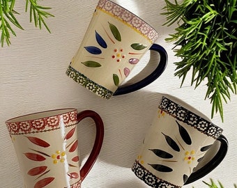 Handgefertigt, handbemalt, Retro, Nische, Keramiktasse, große Wassertasse, Kaffeetasse, Frühstückstasse, Geschenk für Sie