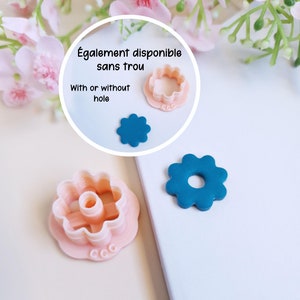 ポリマークレイでジュエリーを作るための8枚の花びらを持つ花の形をした3Dクッキーカッター、交換可能なフープ、タッセル