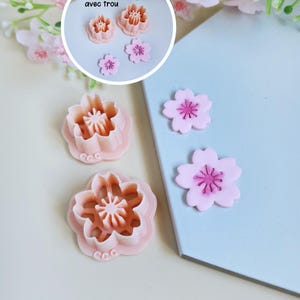 3D Cherry Blossom Cookie Cutters for Polymer Clay Jewelry Making, Interchangeable Hoop Earrings, Tassels