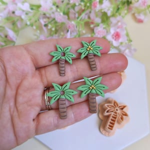 3D-Ausstechformen in Palmenform zur Herstellung von Schmuck aus Polymerclay, austauschbare Creolen, Quasten