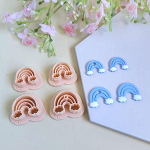 Emporte-pièces 3D en forme d'arc-en-ciel nuages pour la fabrication de bijoux en argile polymère, créoles interchangeables, pampilles